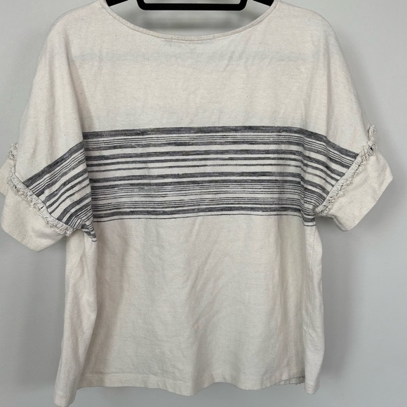 Eva Franco Cream Short Sleeve Top Size XL - Picture 3 of 4